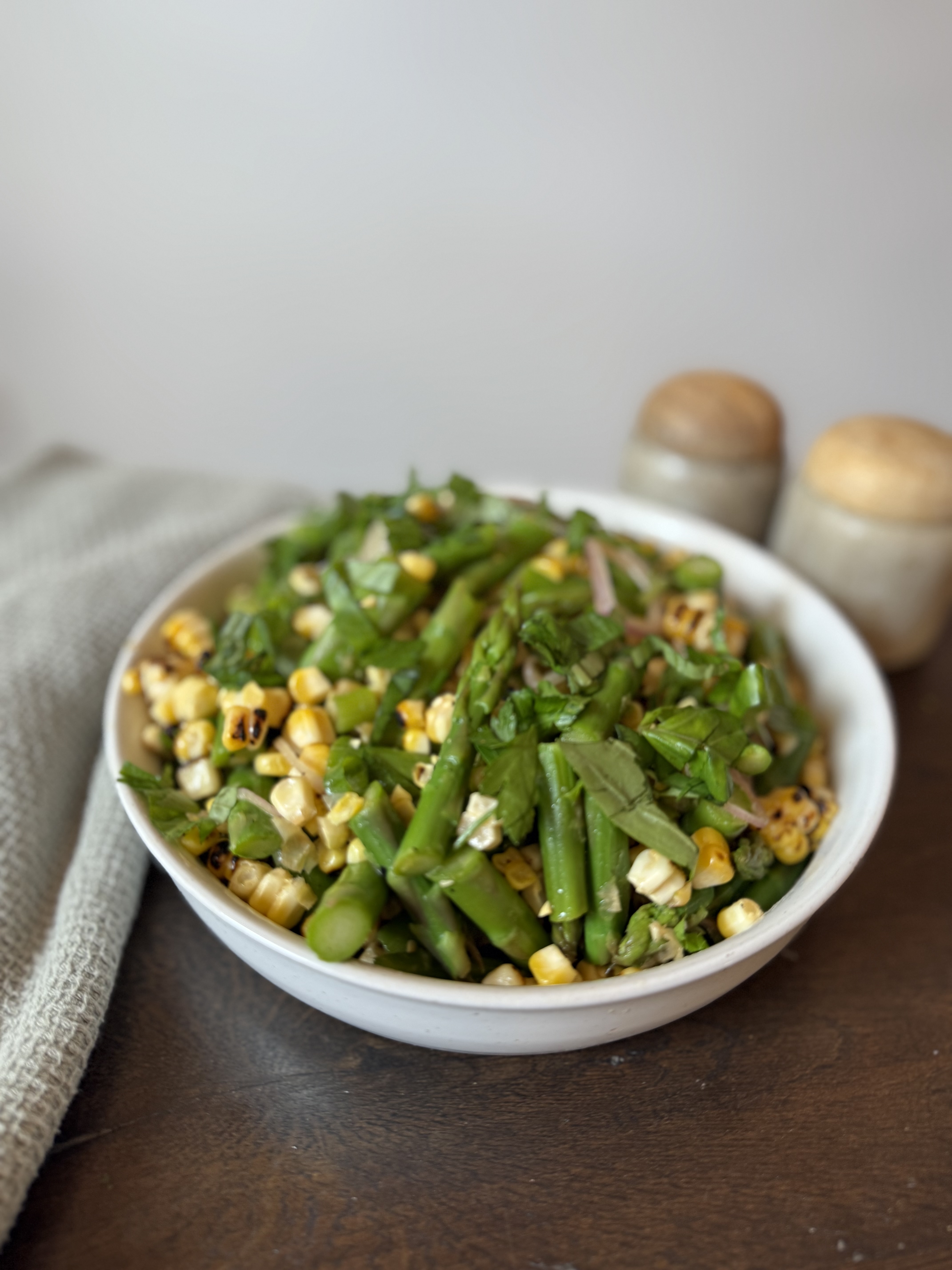 Asparagus and Charred Corn Salad with Honey Vinaigrette