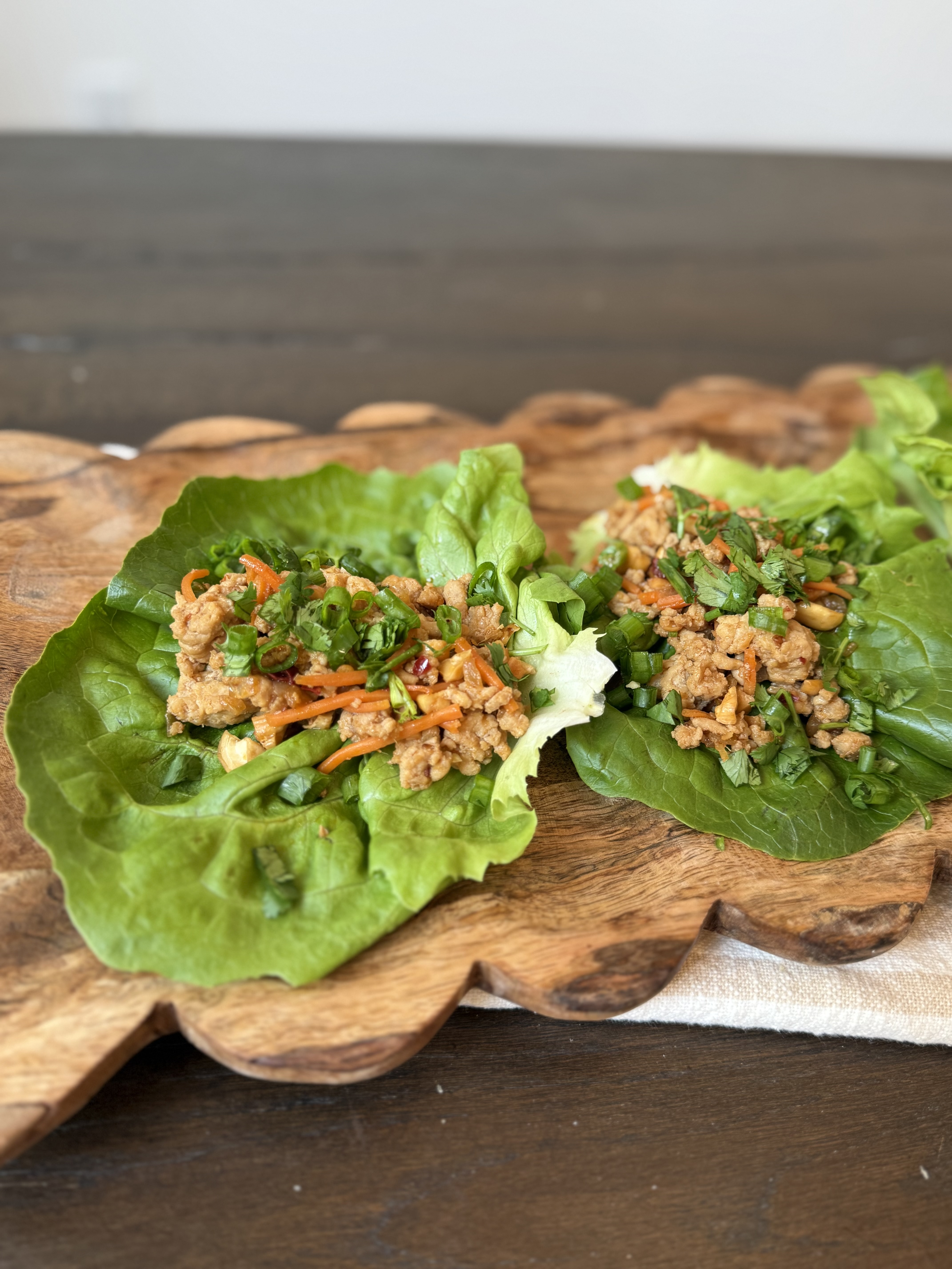 Thai Chicken Lettuce Cups with Chili Lime Sauce