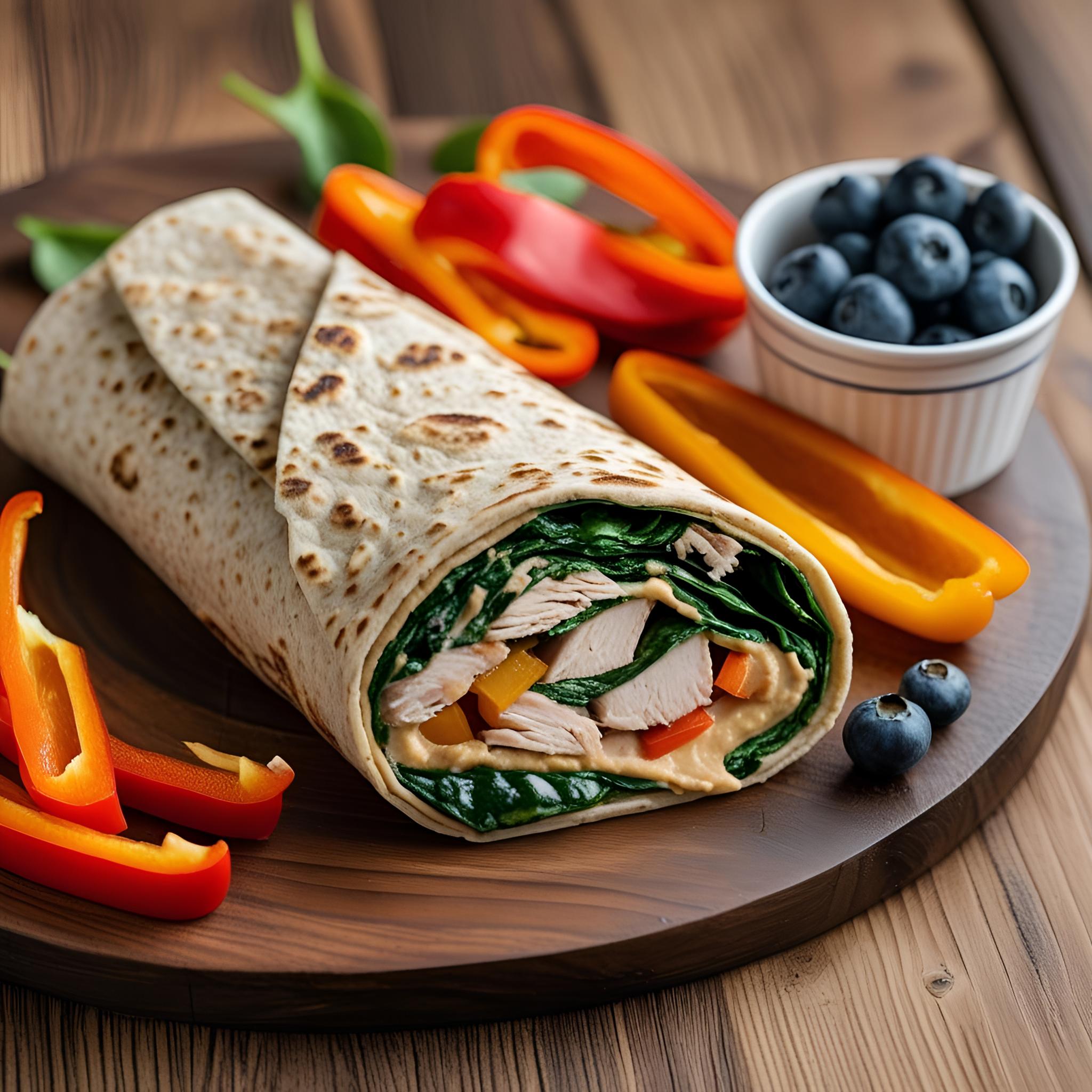 Mediterranean Chicken and Hummus Wrap