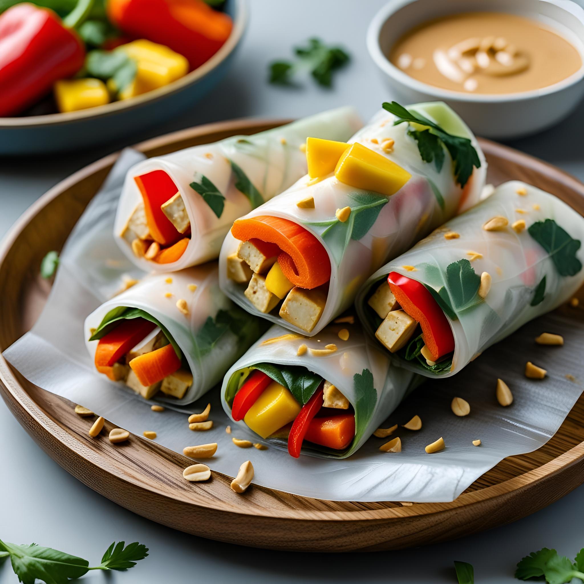 Rainbow Tofu Wraps with Creamy Peanut Sauce