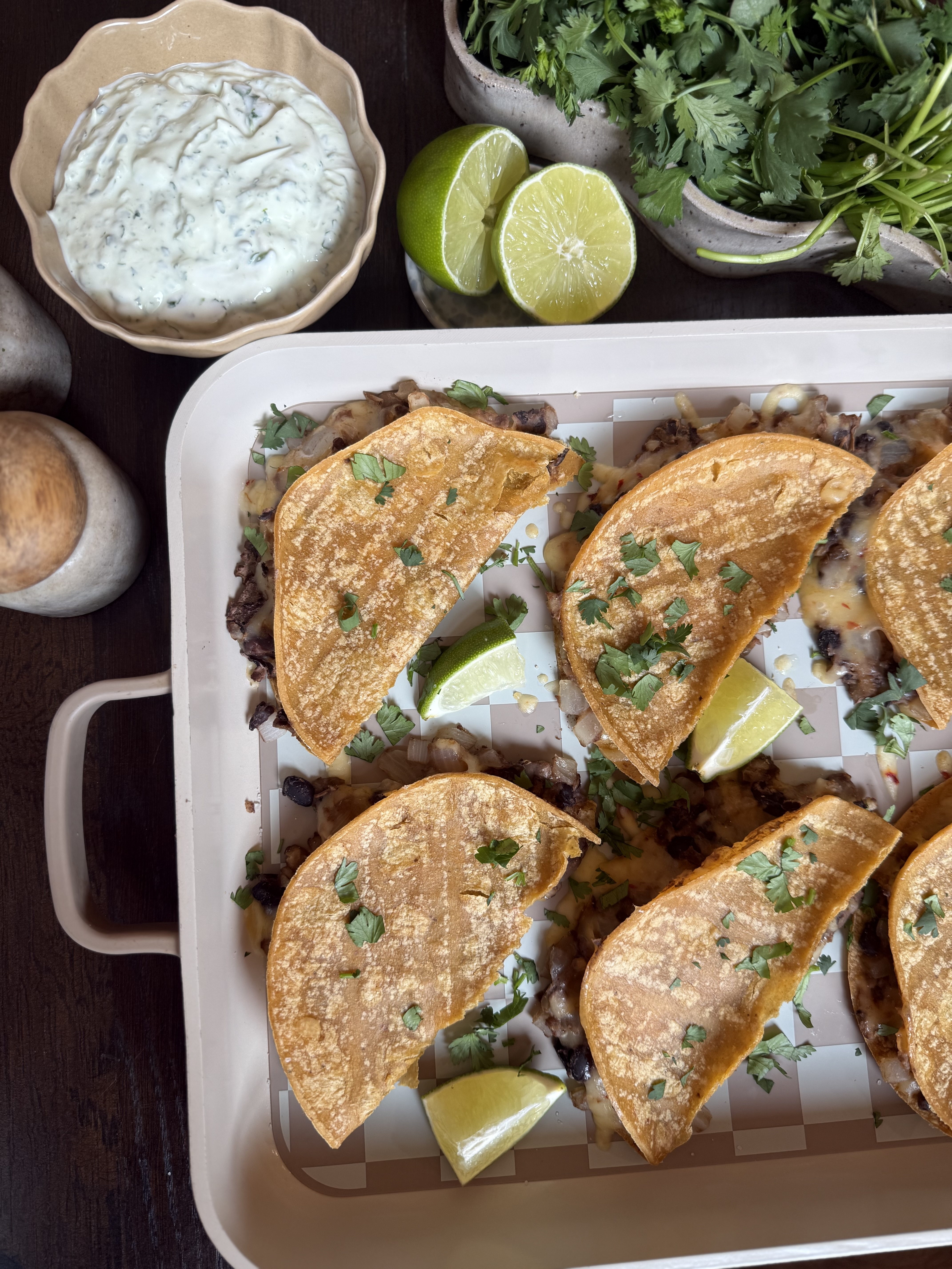 Lentil and Black Bean Tacos with Greek Yogurt Cilantro Lime Sauce