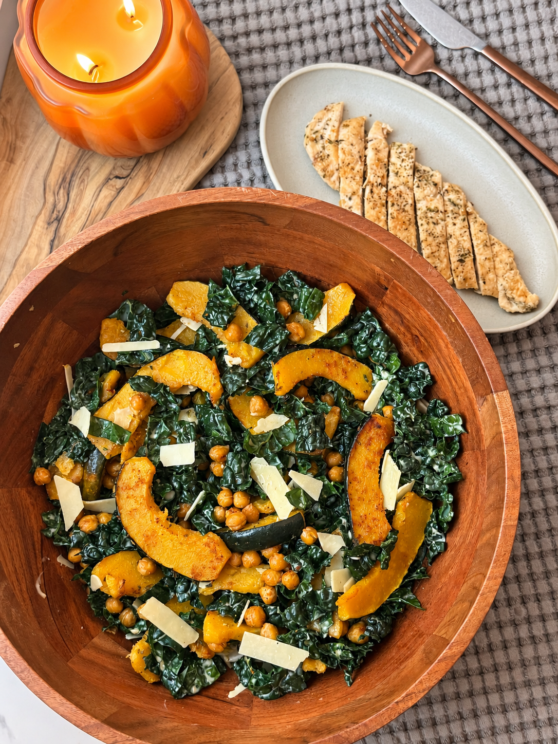 Delicious Fall Acorn Squash & Kale Salad